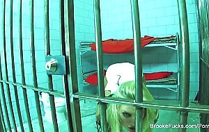 Prisoner Brooke plays with her tight pussy