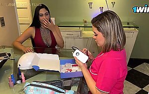 Slutty and horny wife masturbates while her husband fucks another woman - Melanie Caceres