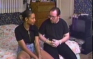 Vintage ebony amateur bouncing on hard cock