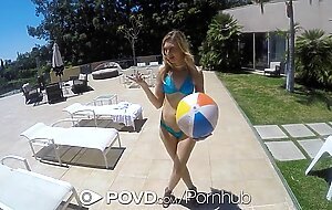 POVD Outdoor fuck and facial for small breasted blonde Alexa Grace