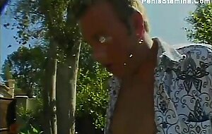 Teen taking it in the butt by the pool