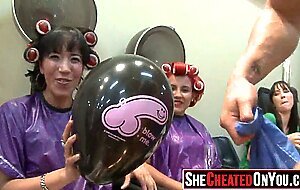 34 rich milfs blowing strippers at underground cfnm party!47