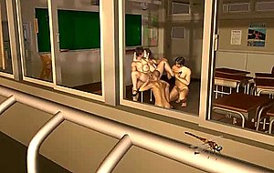 Naughty anime teacher getting anal