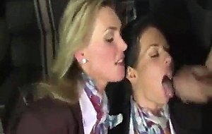 Flight attendants swallow cum