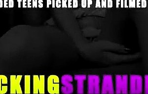 Two lucky dudes picks up three honey girls