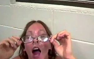 Obedient cumslut takes a jizz bath, free porn