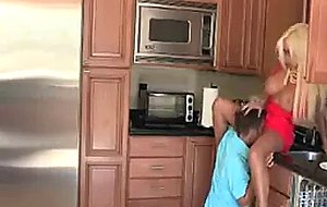 Slutty milf makes teen boy eat pussy