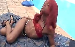 Sexy ebony tranny taking off all of her clothing