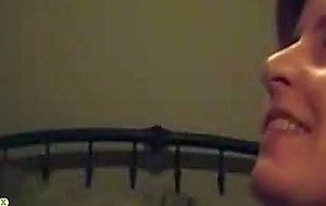 Brunette milf gets her throat fucked by hubby