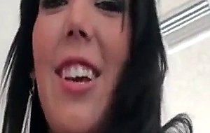 College blue eyed tramp eating intense cock at a sex party