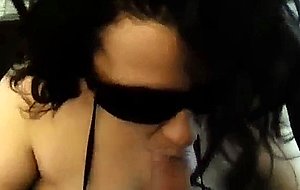 Wife with a sunglasses gives a head pov