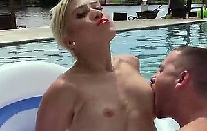 Busty girl cristi ann has her cunt licked in the pool