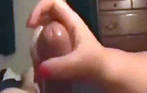 Wife gives beautifull handjob but ruins his orgasm