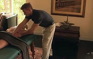 Hidden camera catches blonde with masseuse