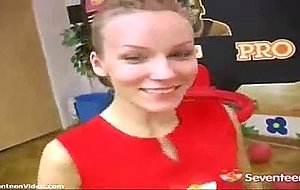 Sporty girl masturbates at the gym