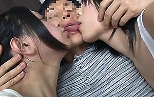 Sexy sluts sharing a japanese cock