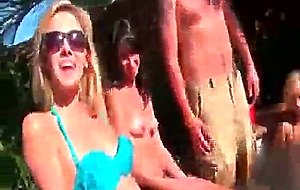 Drunk sluts lick cunts and suck dicks at a pool orgy