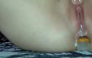 Anal toying and pussy fingering