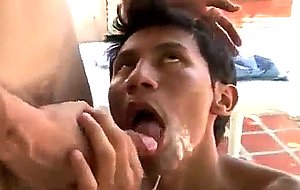 Latin hunks cum swapping after anal sex outdoor
