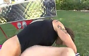 Amateur amazing brunette girl gets intense fucked on a picnic