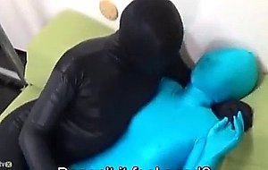 Subtitled japanese zentai fingerbanging to orgasm