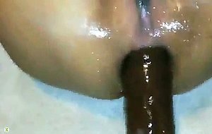Anal penetration with a huge vibrator