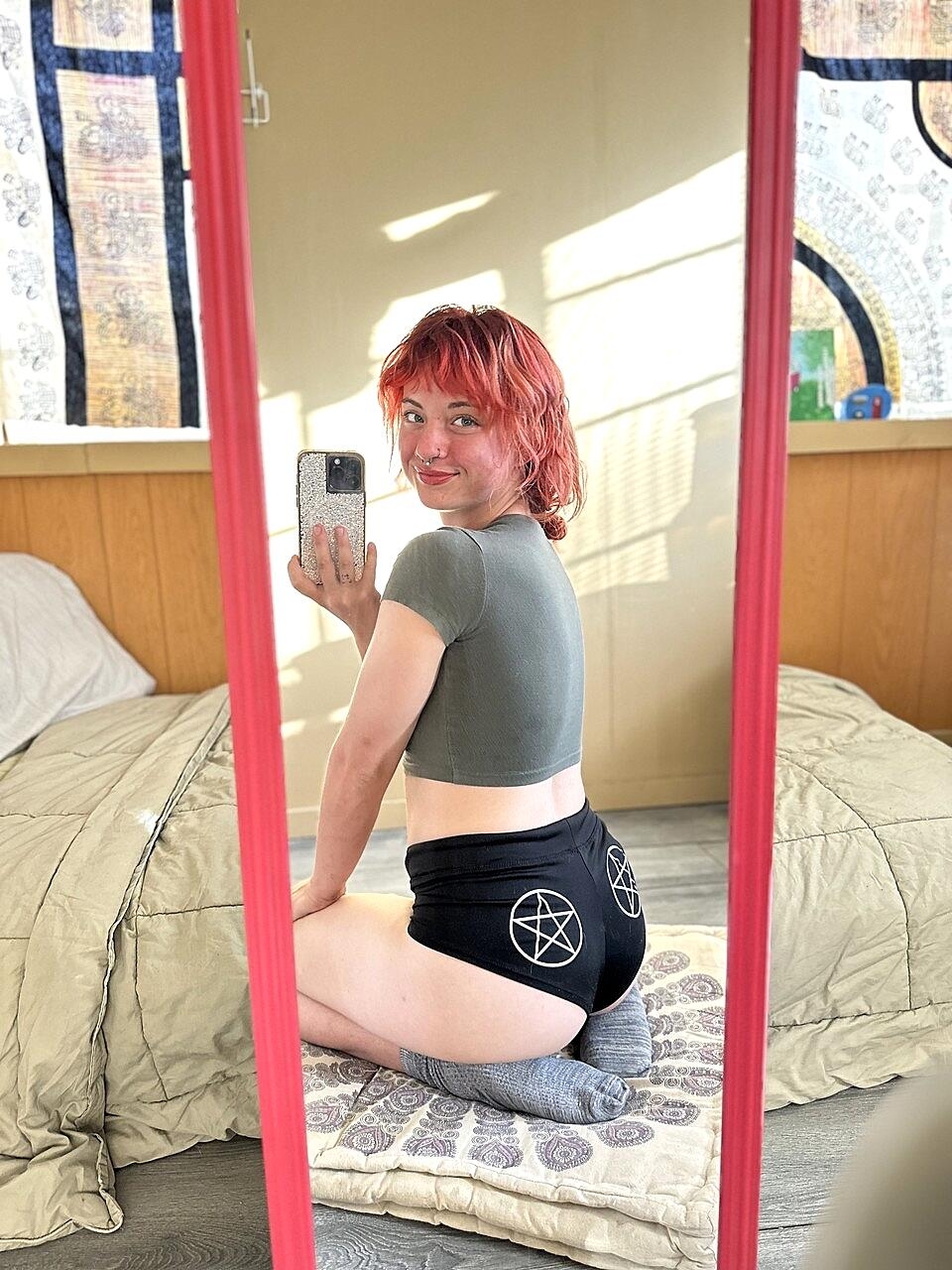 Cute Girl With A Nose Piercing Abby Shows Her Big Booty In A Solo Amateur, Babe, Beautiful, Piercing, Redhead