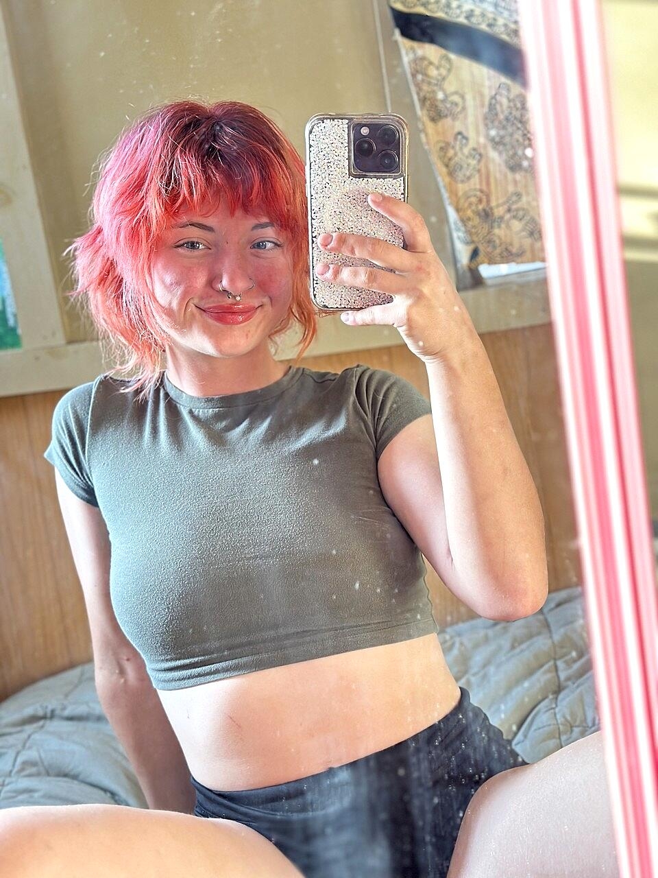 Cute Girl With A Nose Piercing Abby Shows Her Big Booty In A Solo Amateur, Babe, Beautiful, Piercing, Redhead