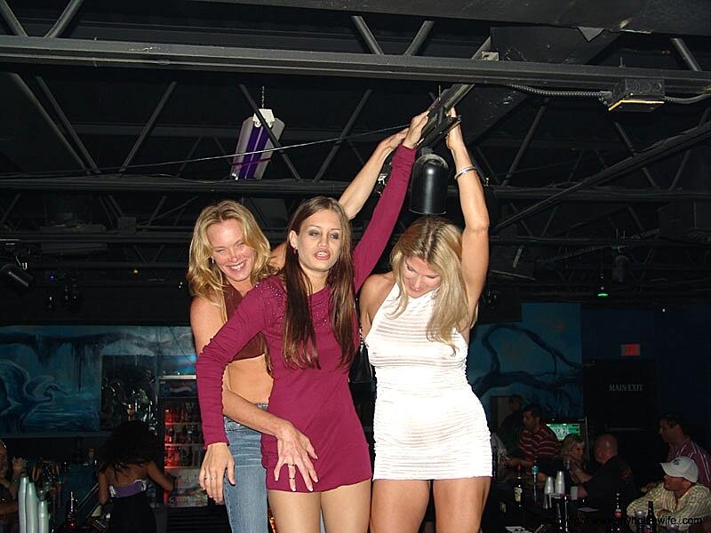 Mature Blonde Exposes Her Hanging Tits & Her Shaved Pussy At A Bar Party Amateur, Clothed, Milf, Public, Stripper