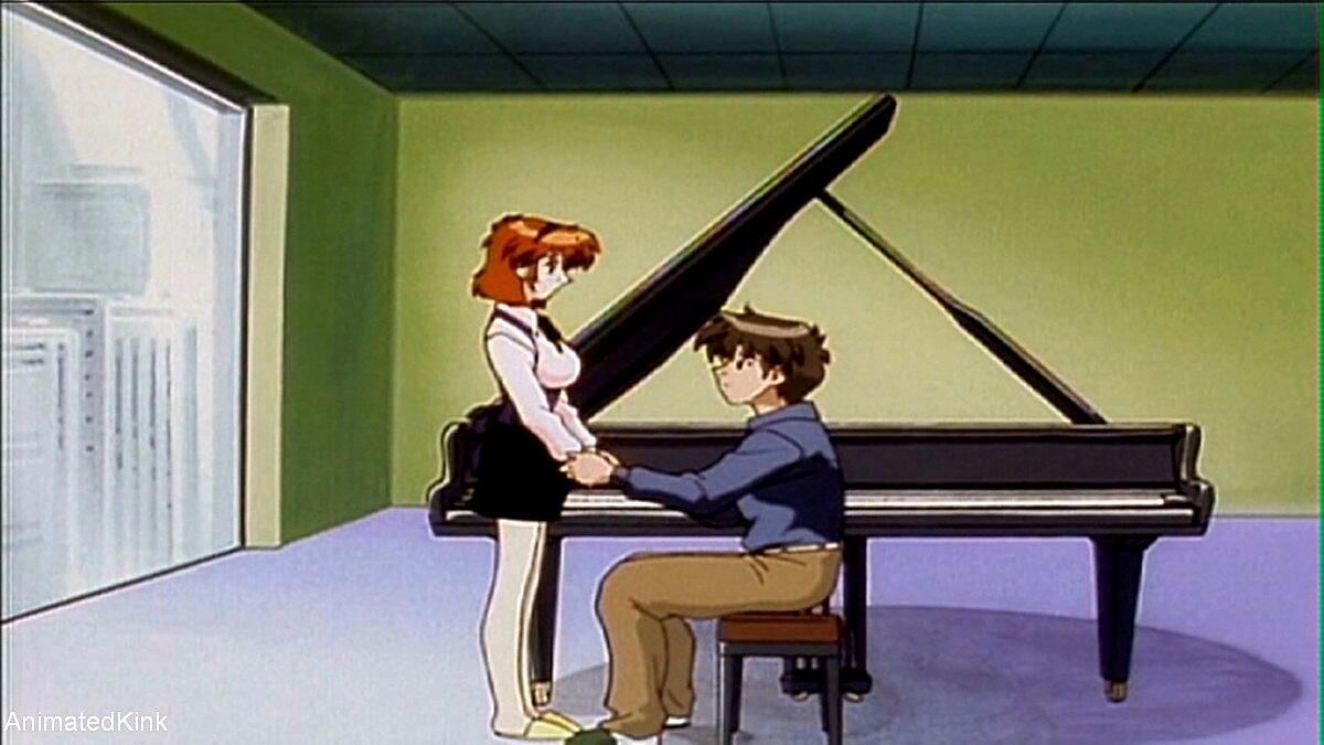 Big boobed redhead with large nipples get seduced by her piano teacher