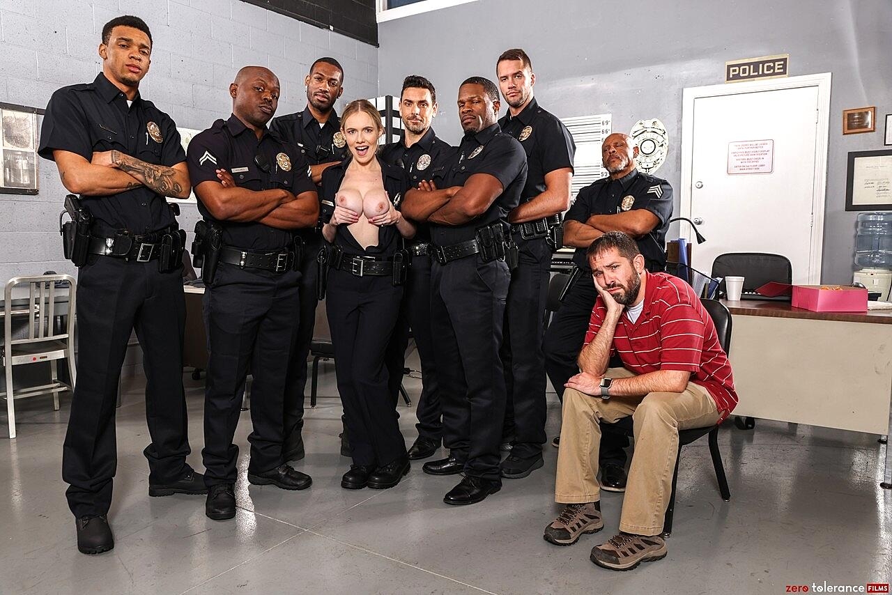 Policewoman Rebel Rhyder gets gangbanged by coworkers in front of her cuckold, Jamie Knoxx , Will T