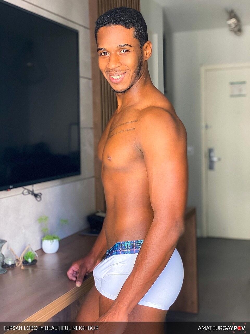 Ebony gay dude with a huge dick Manuel Skye gets boned by a white dude in POV